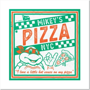 Mikey's Ninja Turtles Pizza Takeout - I like a little Hot Sauce - Retro 90s Comic Posters and Art